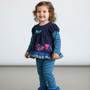 💙 Rare Too! Butterfly 2-Piece Outfit (12M)